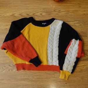 Charlotte Russe Fall Autumn Color Block Dolman Crop Sweater